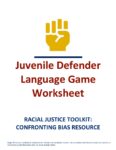 Youth Defender Language Game Worksheet