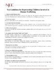 Ten Guidelines for Representing Children Involved in Human Trafficking